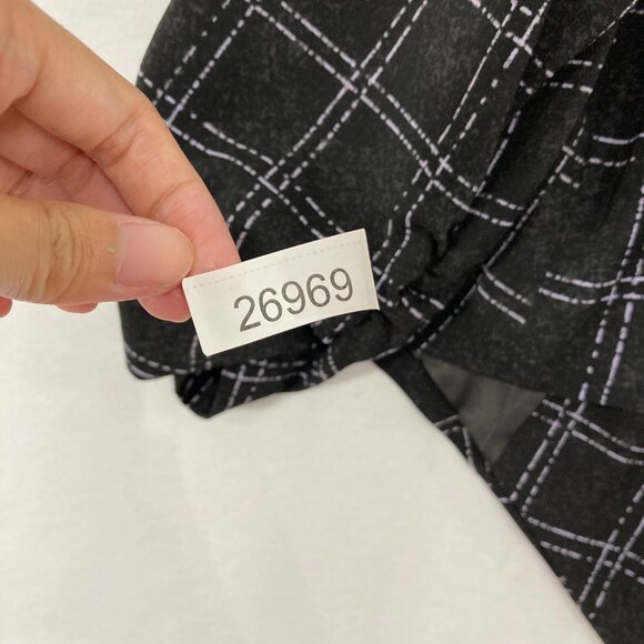 TORRID Blazer sz 2X Black White Plaid Print Blazer Open Front 3/4 Ruched Sleeve - Picture 12 of 12